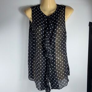 Theory Haze Dot Sleeveless 100% Silk Sheer Blouse-Size Small EUC